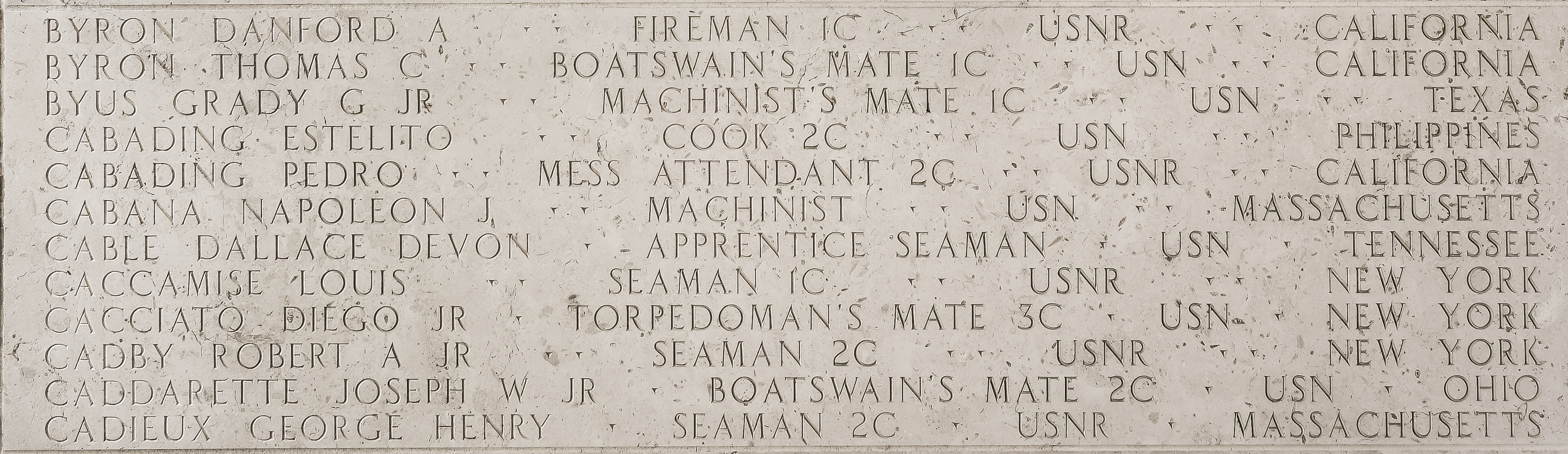 Robert A. Cadby, Seaman Second Class